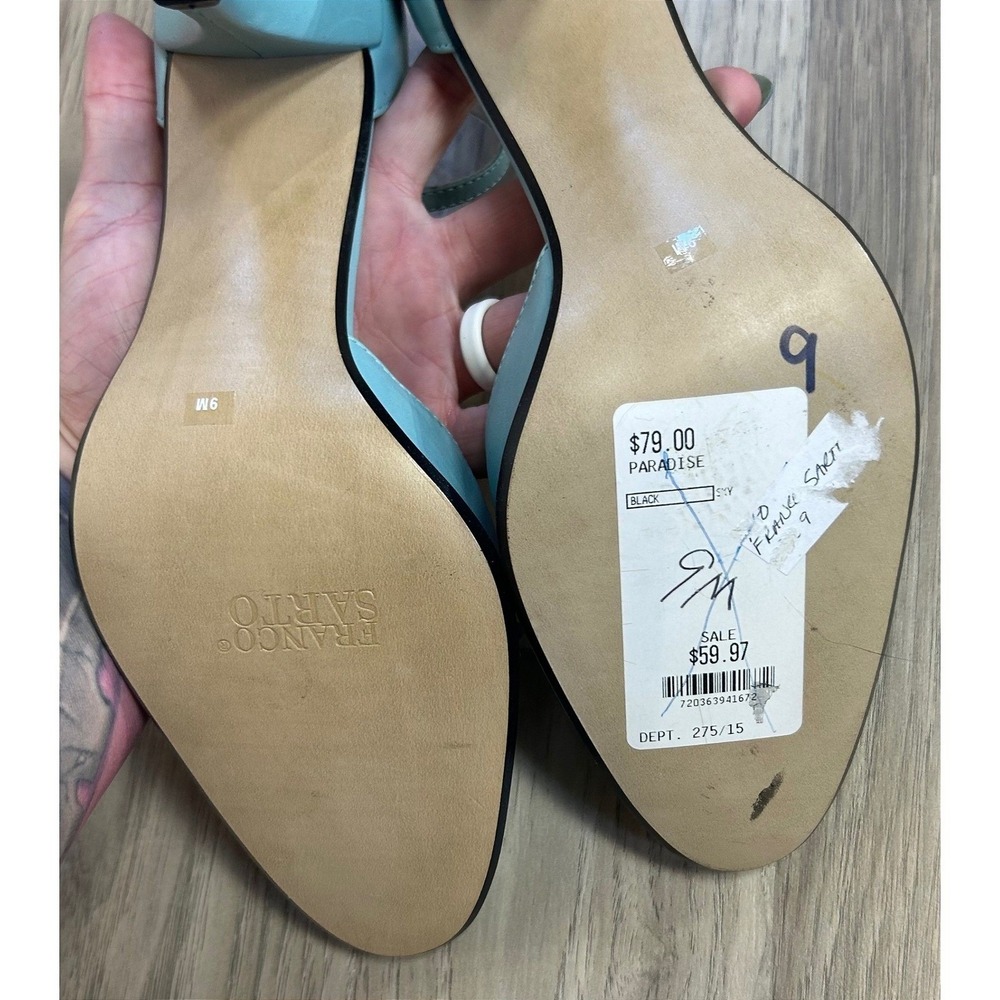 Franco Sarto 9 Blue Floral Leather Heels Coquette Whimsigoth Wedding Guest NWT - Picture 6 of 6